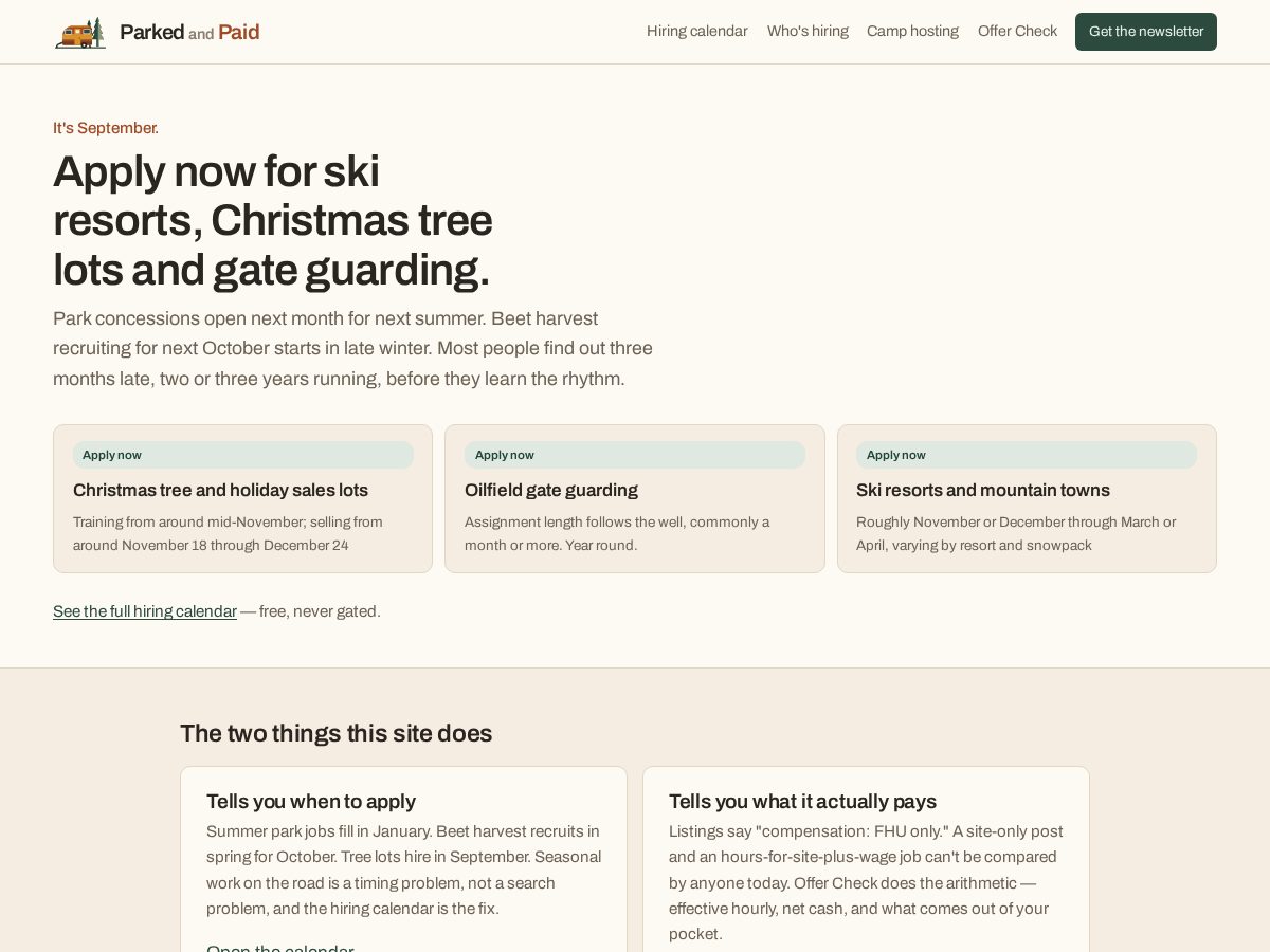 Landing-page snapshot of parkandpaid.com