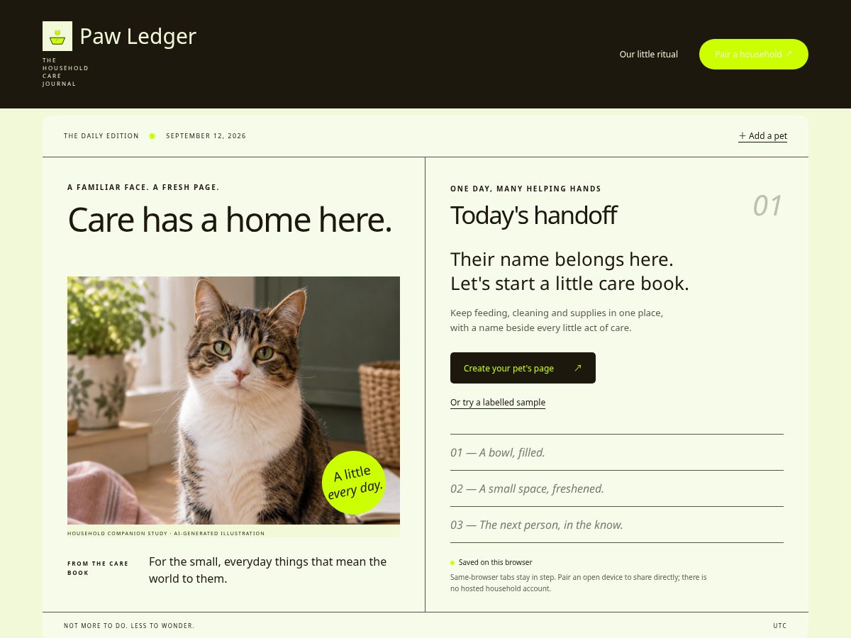 Landing-page snapshot of pawledger.xyz