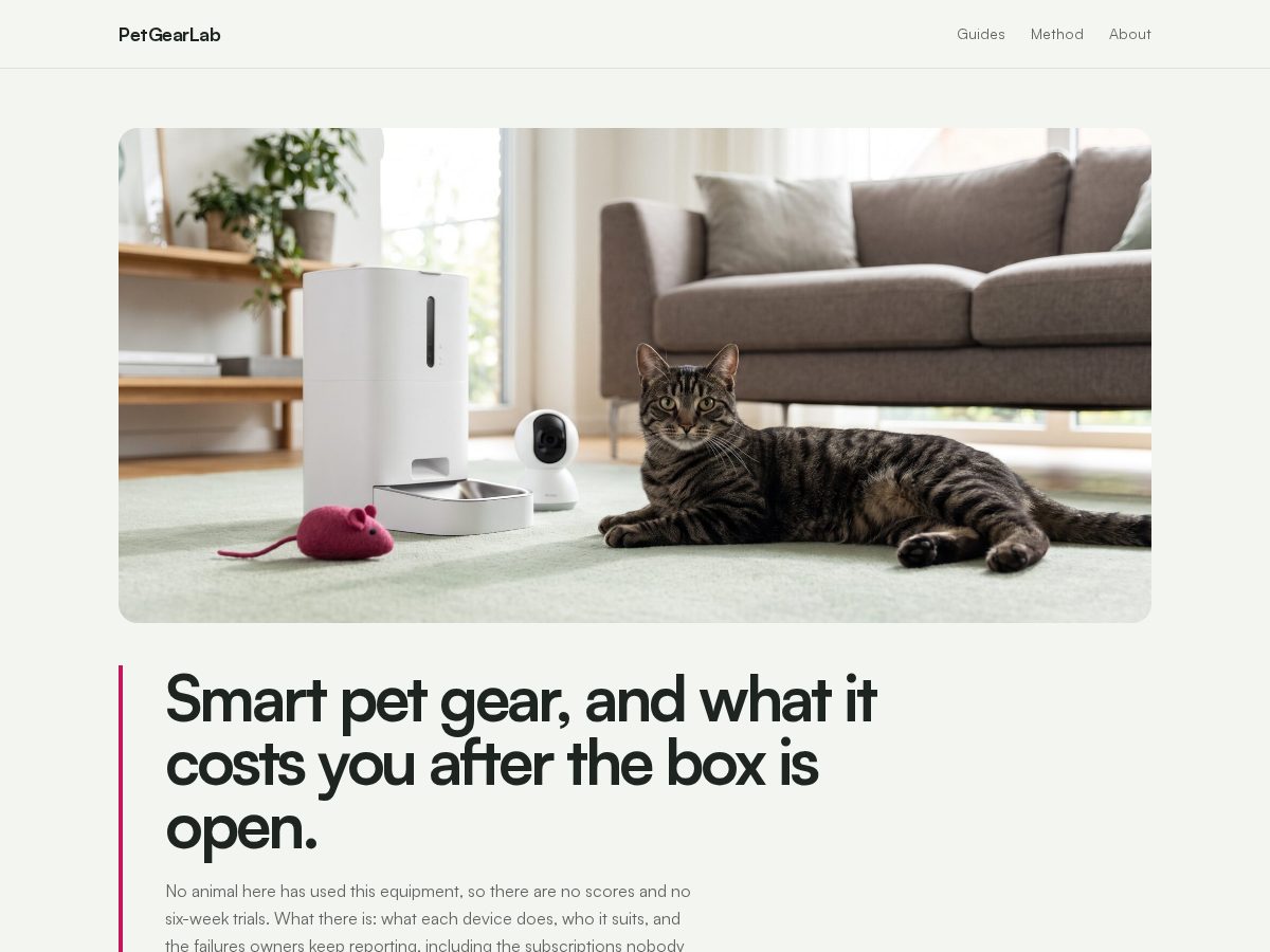 Landing-page snapshot of petgearlab.net