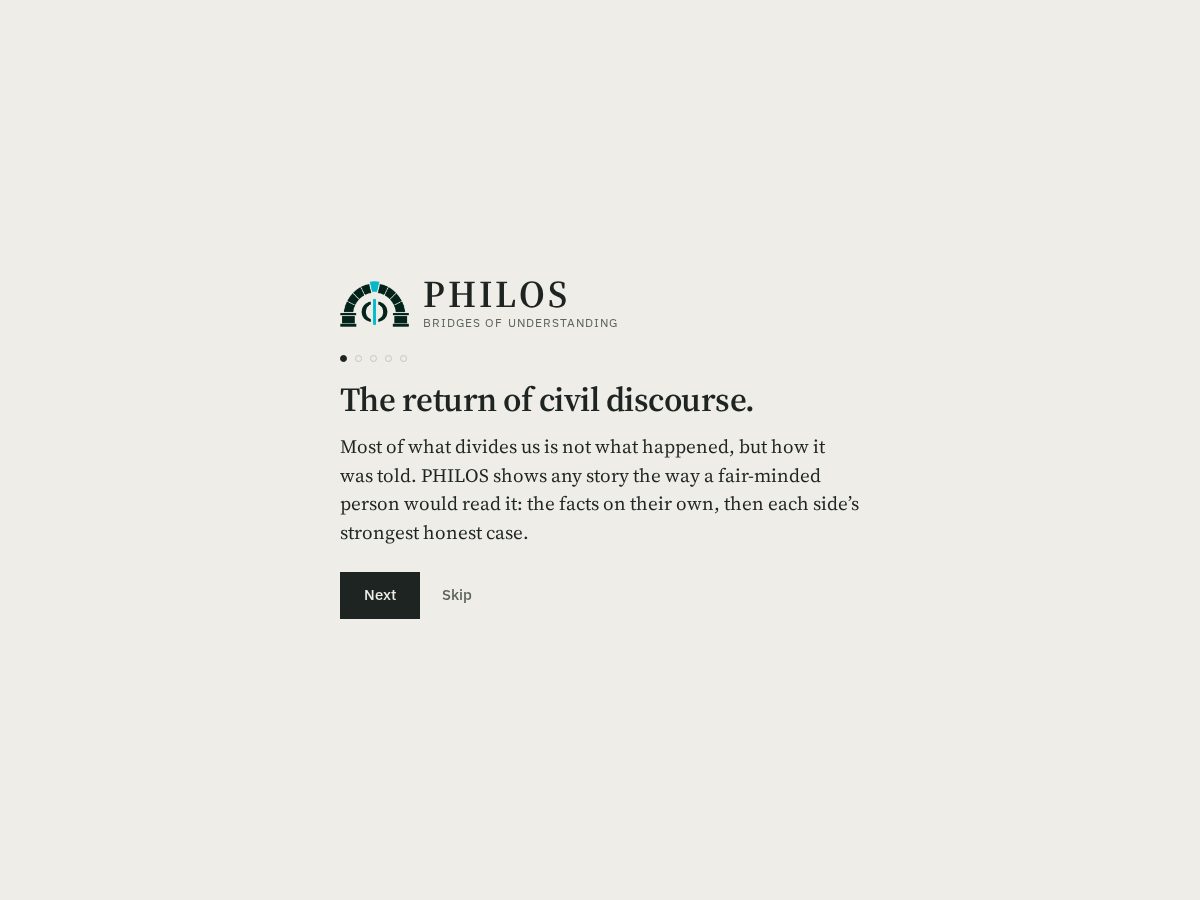 Landing-page snapshot of philos.news
