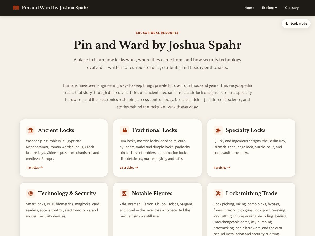 Landing-page snapshot of pinandward.com