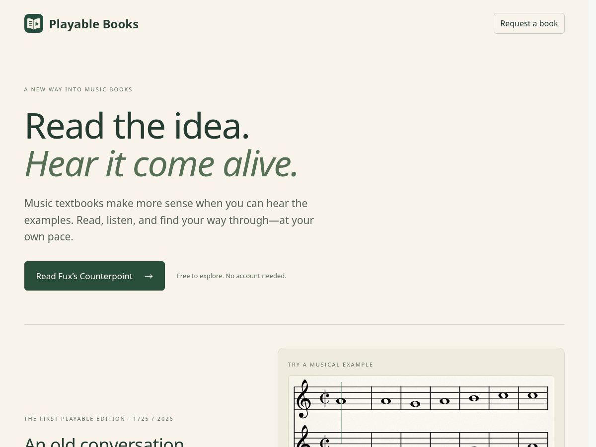 Landing-page snapshot of playablebook.com