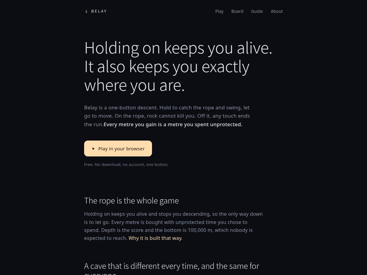 Landing-page snapshot of playbelay.com