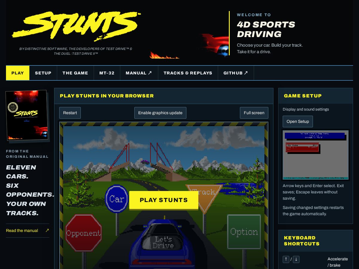Landing-page snapshot of playstunts.com