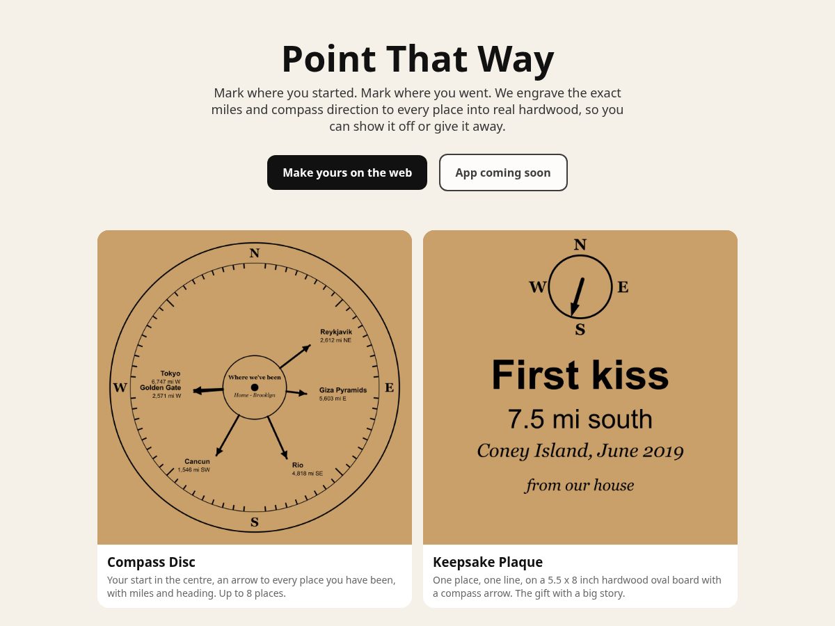 Landing-page snapshot of pointthatway.com