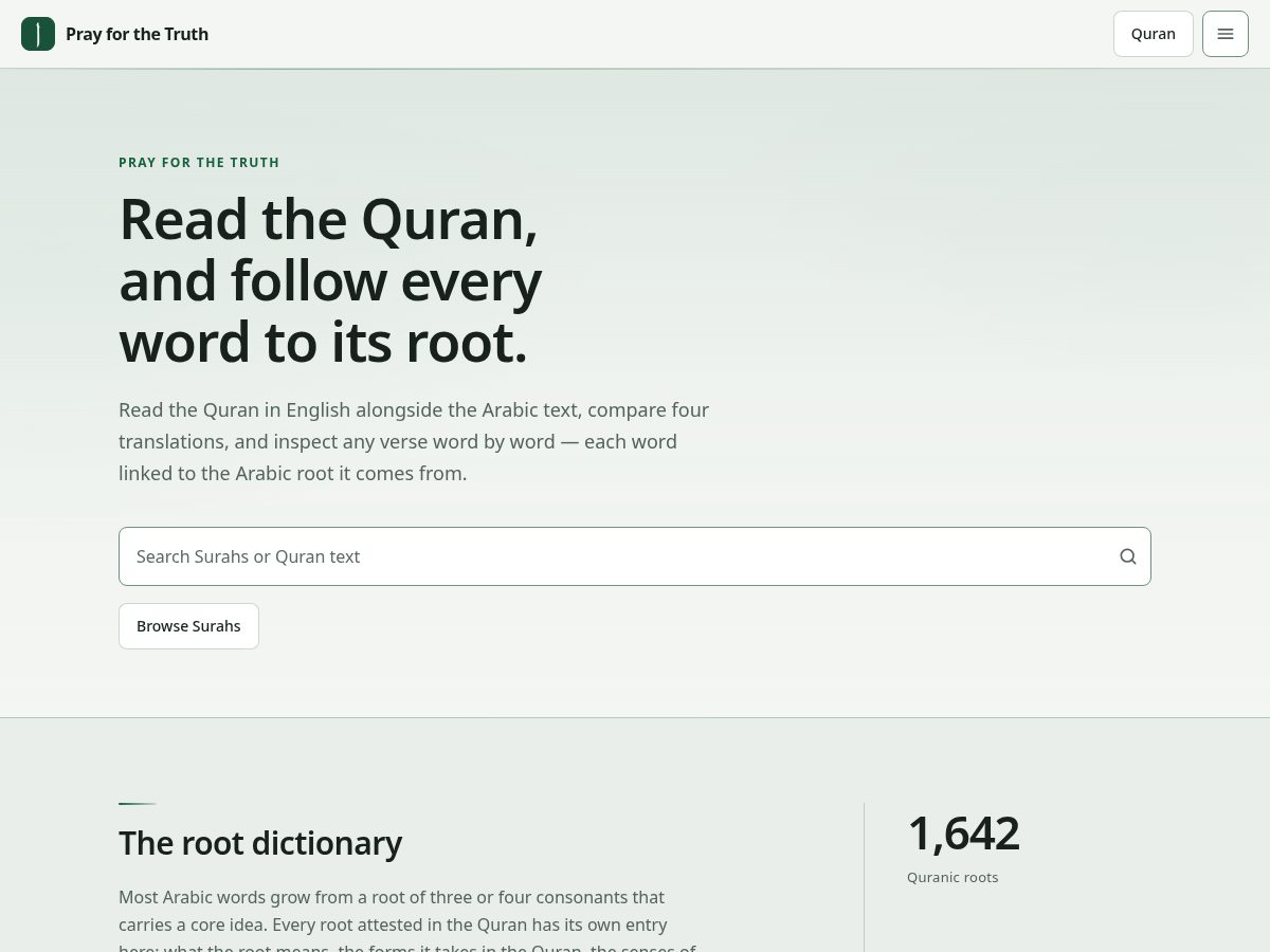 Landing-page snapshot of prayforthetruth.com
