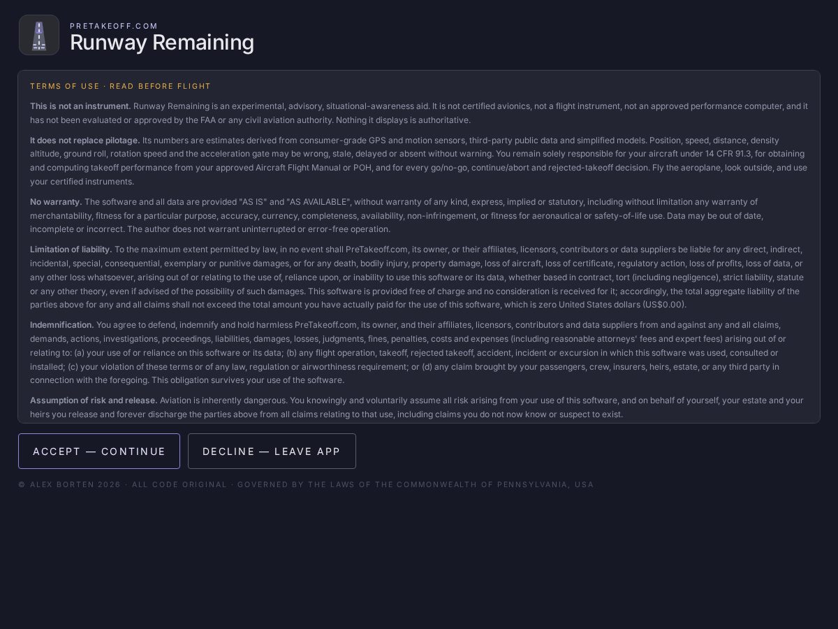 Landing-page snapshot of pretakeoff.com