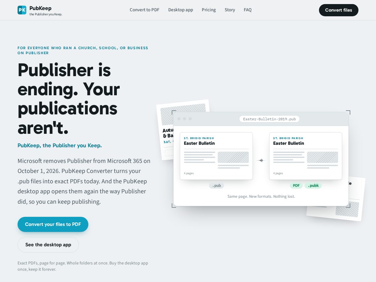 Landing-page snapshot of pubkeep.com