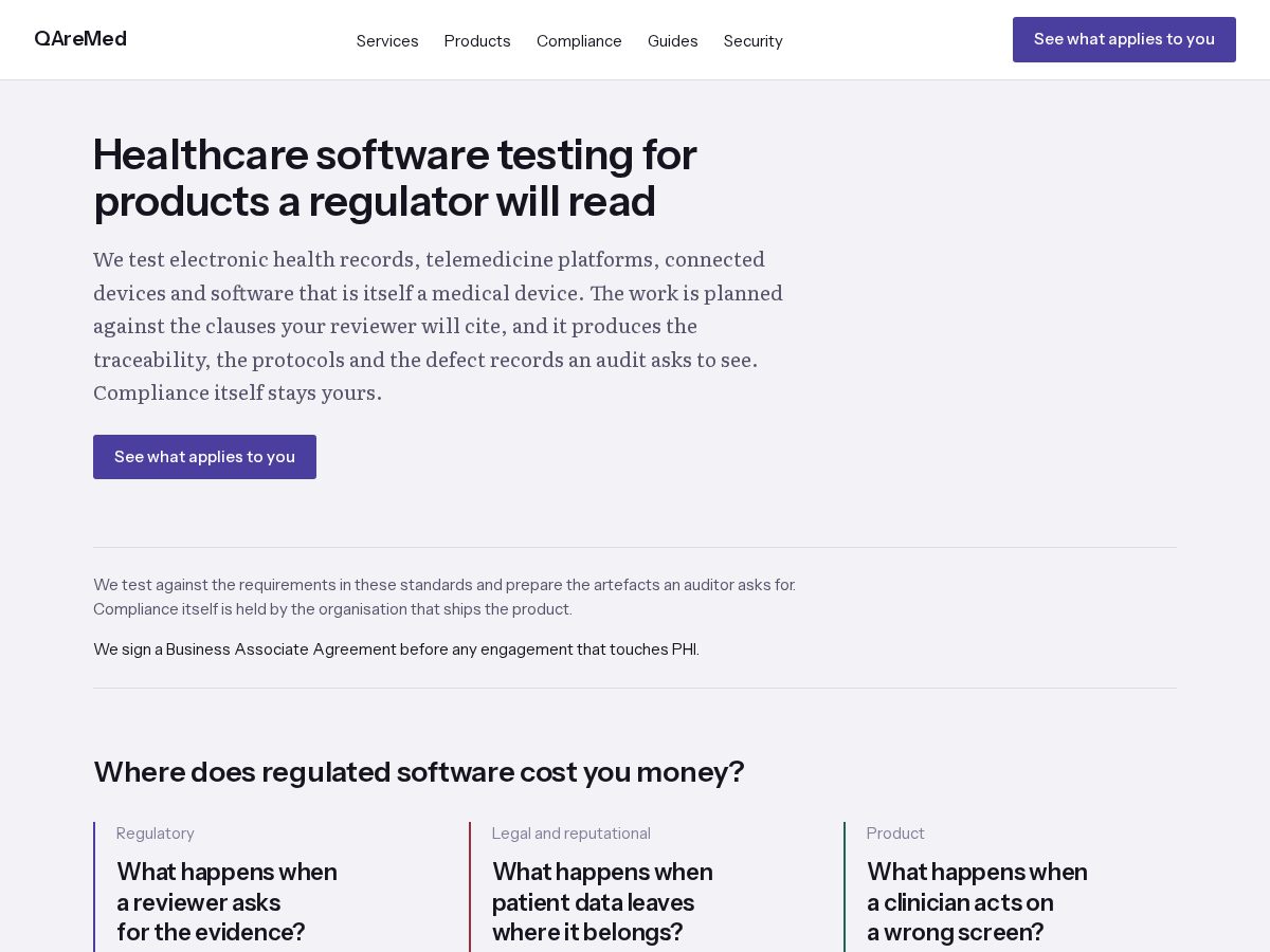 Landing-page snapshot of qaremed.com