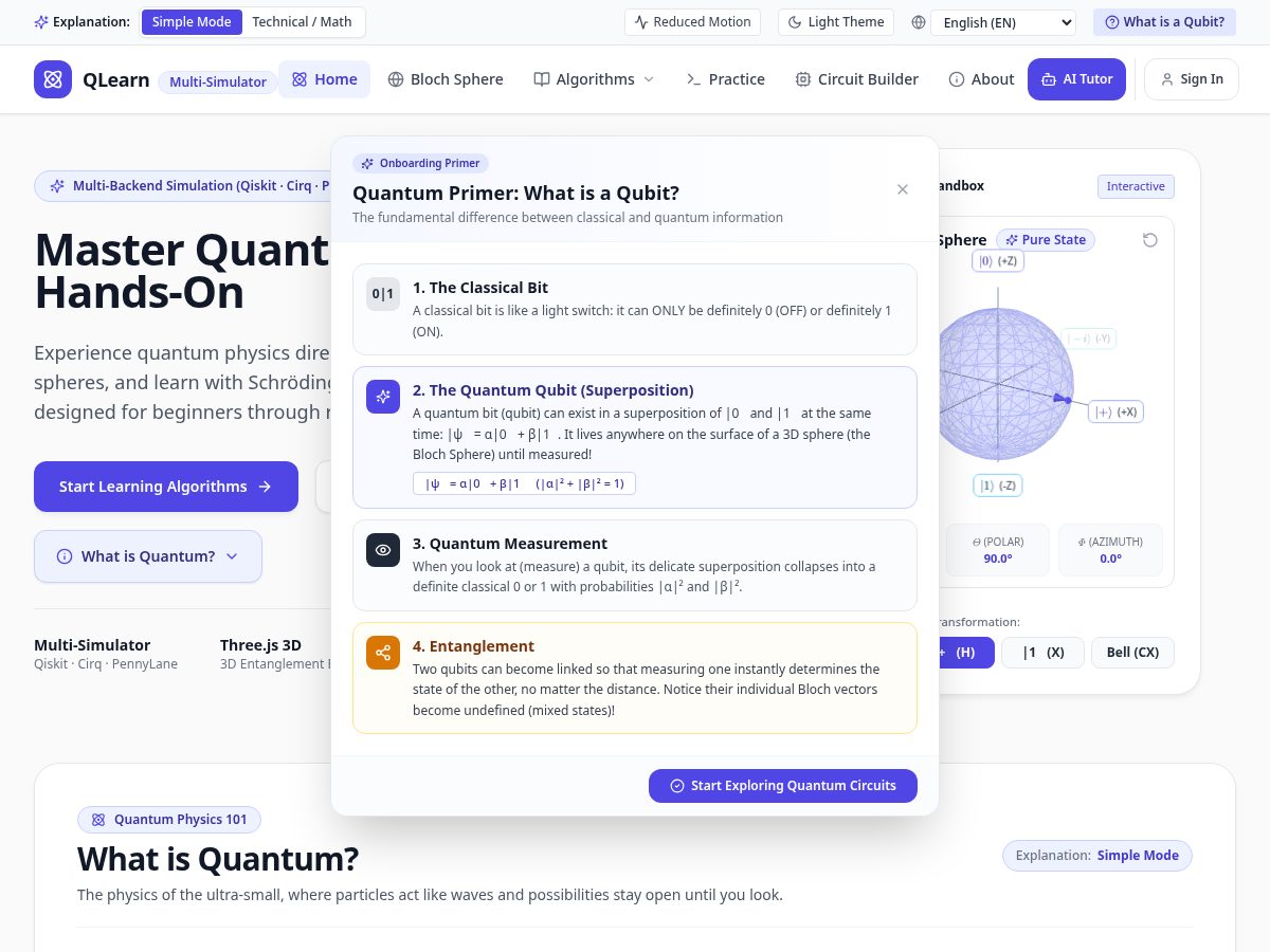 Landing-page snapshot of qlearn.tech