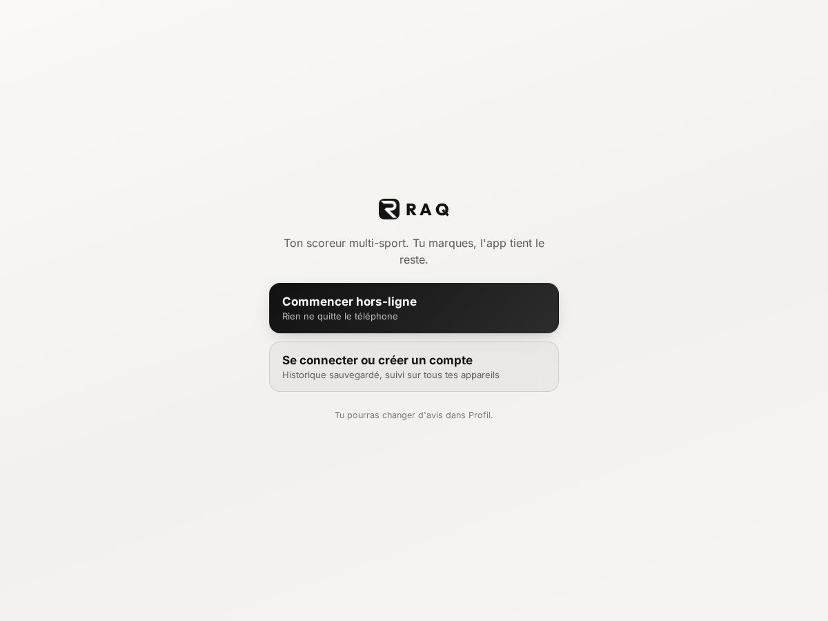 Landing-page snapshot of raquette.app