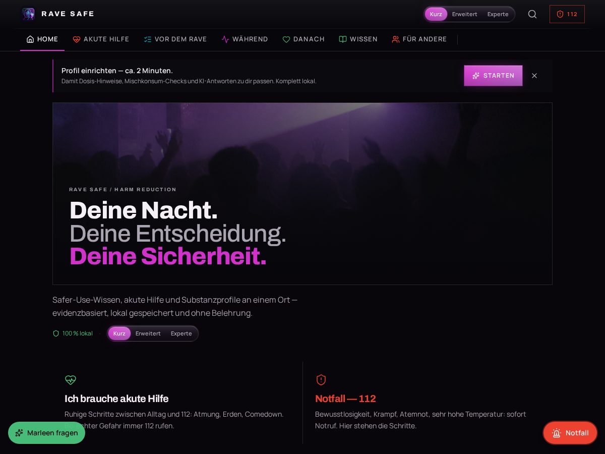 Landing-page snapshot of ravesafe.app