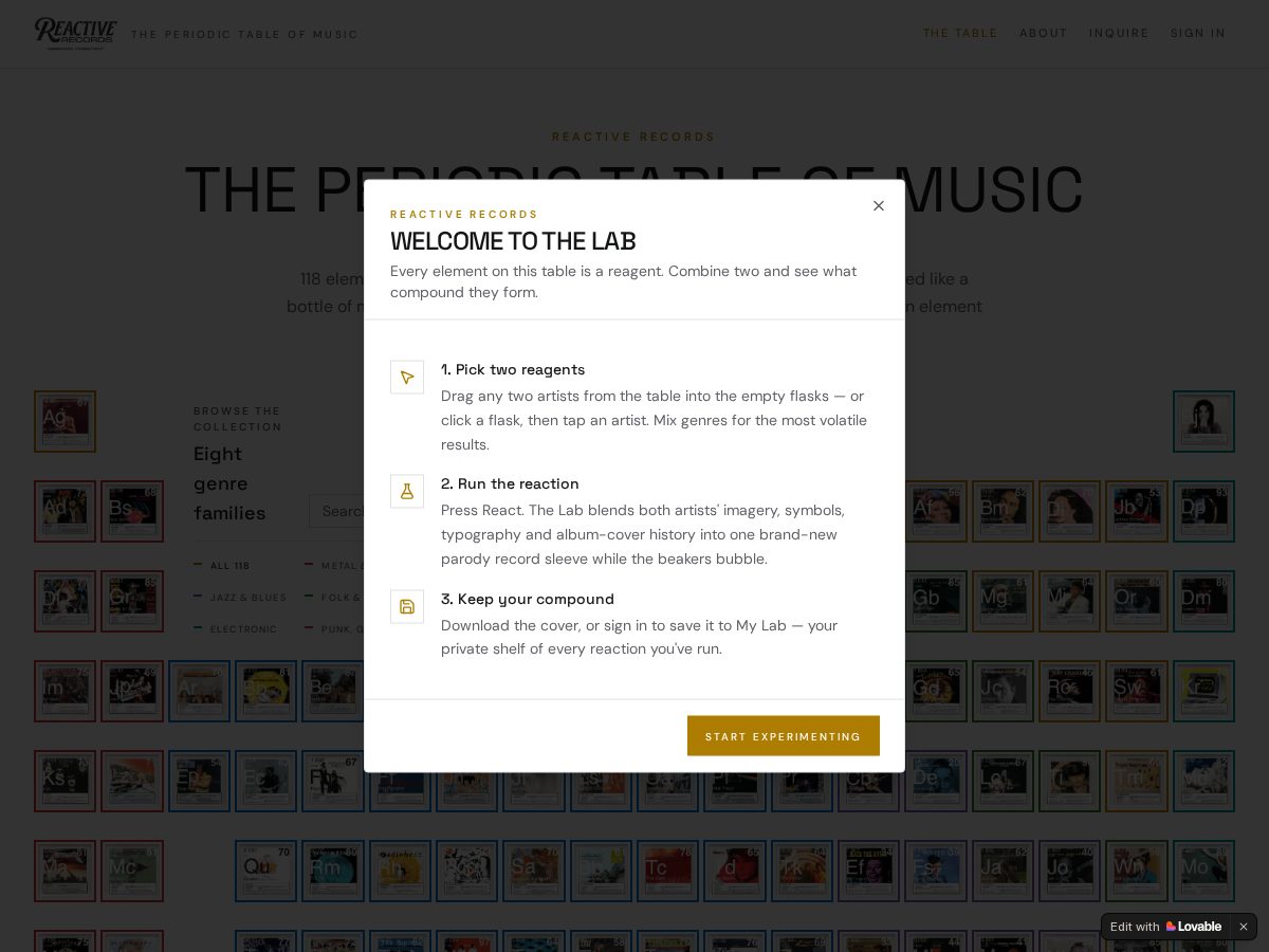 Landing-page snapshot of reactiverecords.com