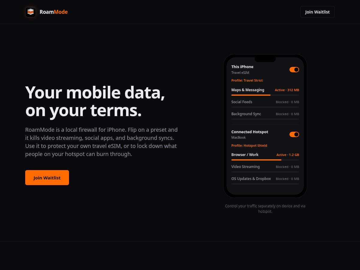 Landing-page snapshot of roammode.net