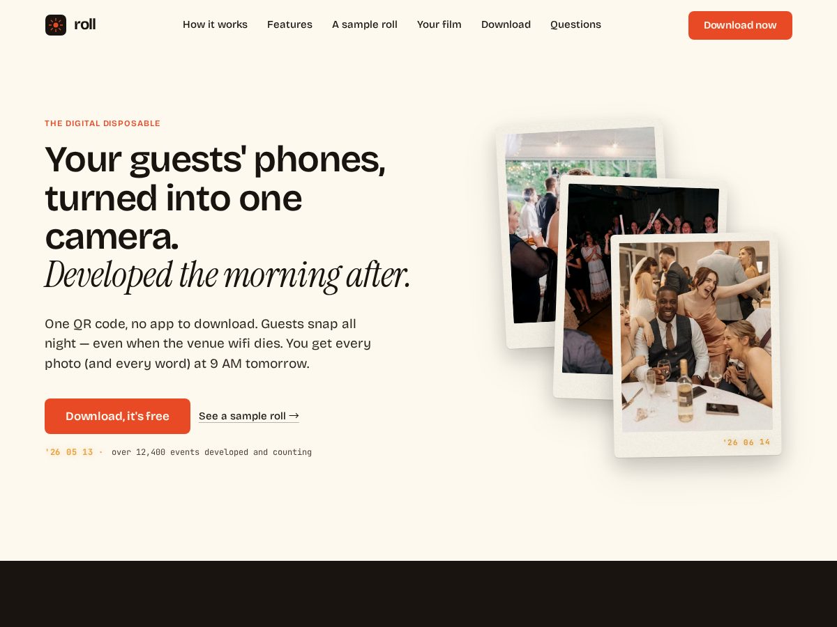 Landing-page snapshot of rollphotos.app