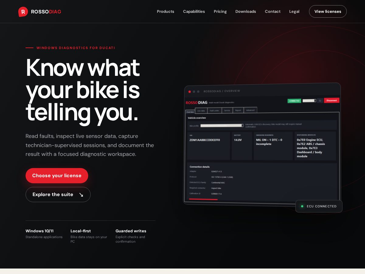 Landing-page snapshot of rossodiag.com