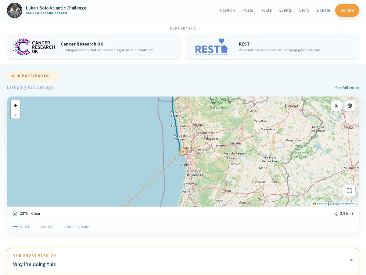 Landing-page snapshot of sailingbeyondcancer.com