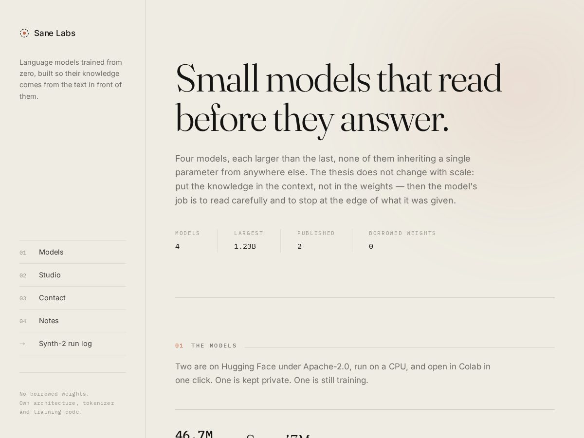 Landing-page snapshot of sanelabs.org