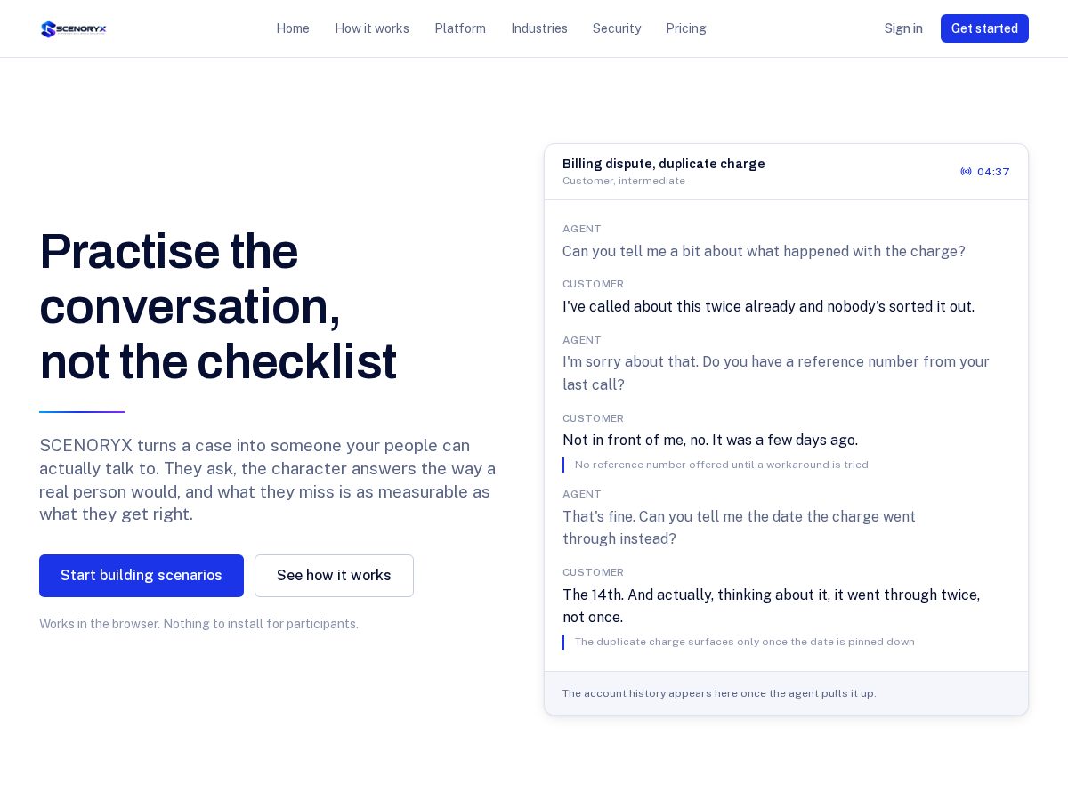 Landing-page snapshot of scenoryx.com