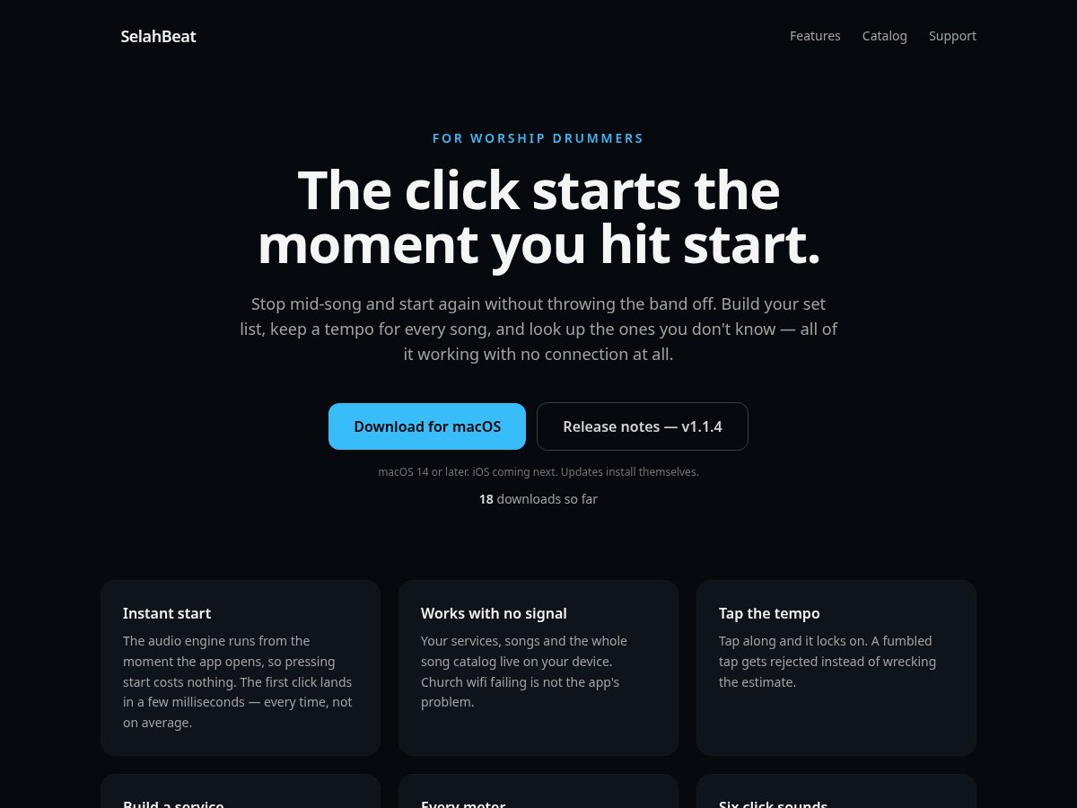 Landing-page snapshot of selahbeat.com