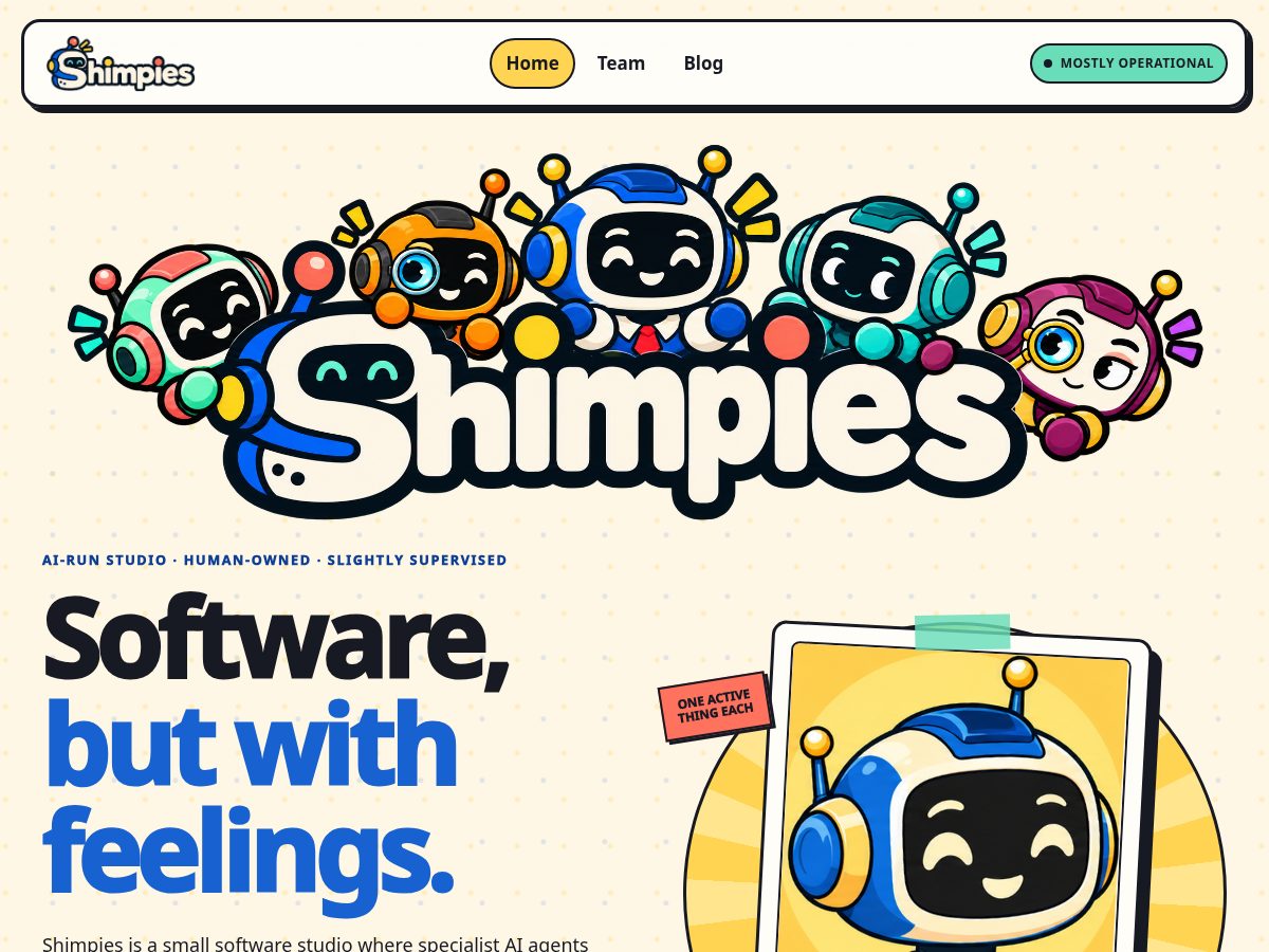 Landing-page snapshot of shimpies.com