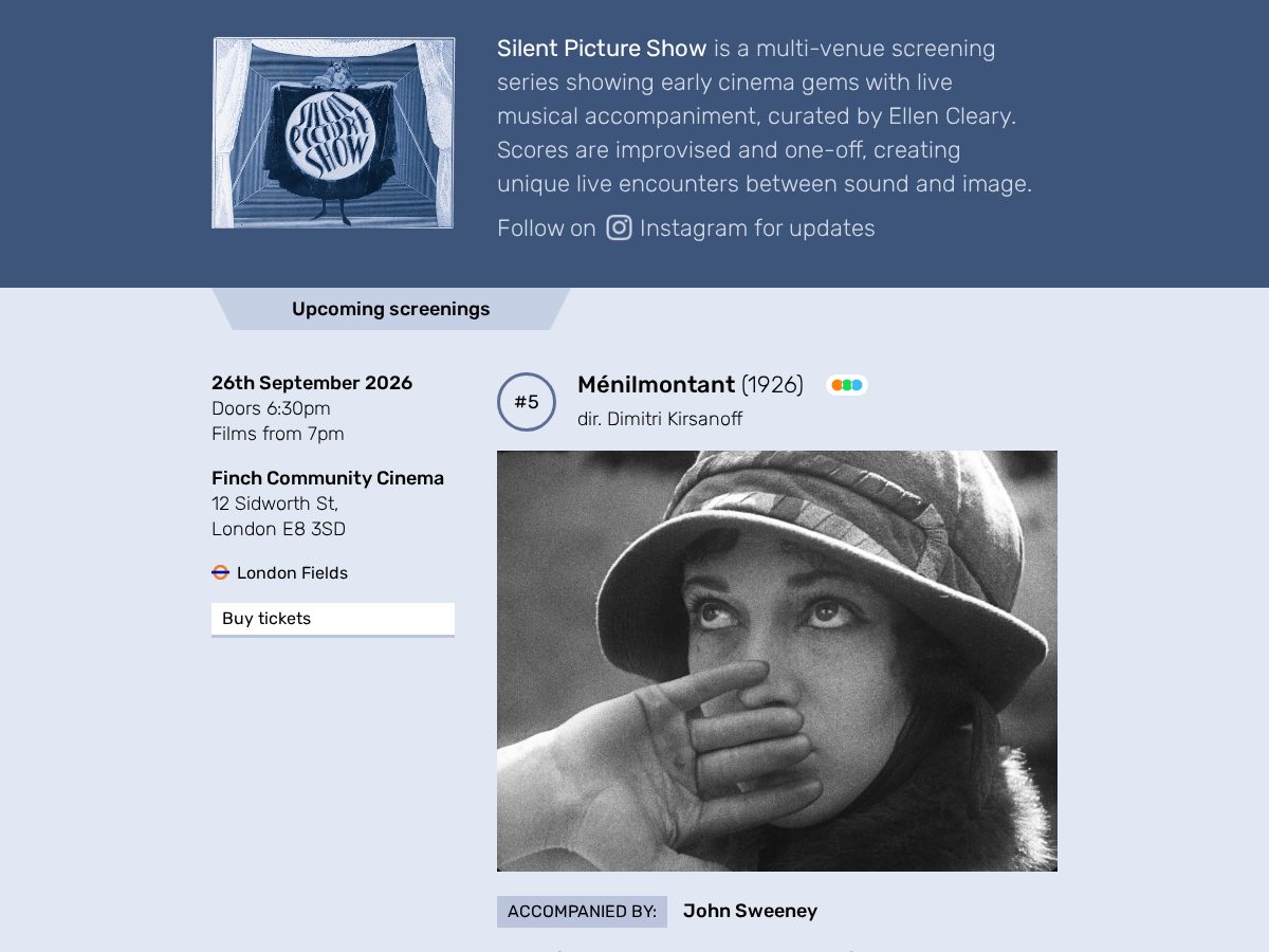 Landing-page snapshot of silentpictureshow.com