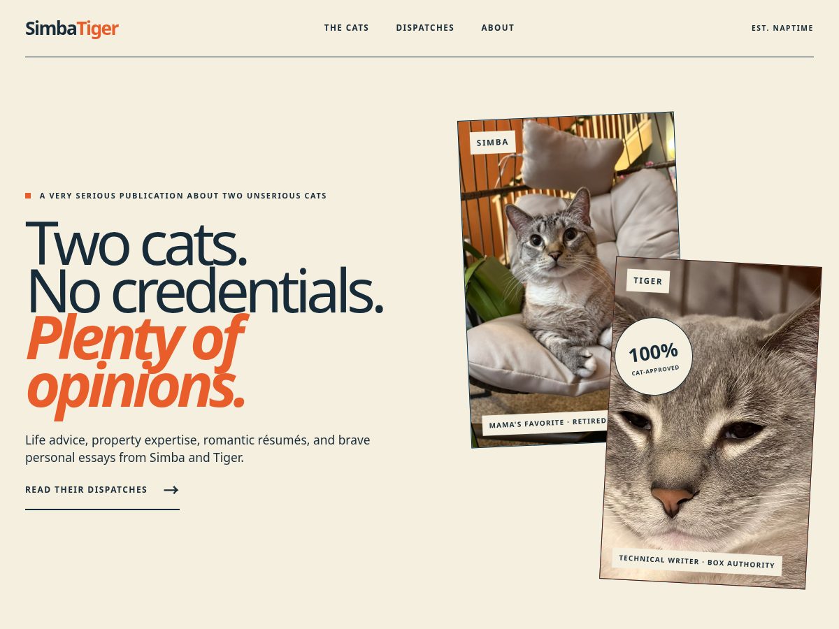 Landing-page snapshot of simbatiger.com