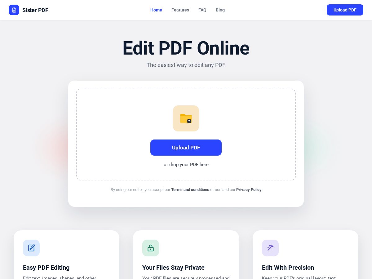 Landing-page snapshot of sisterpdf.com