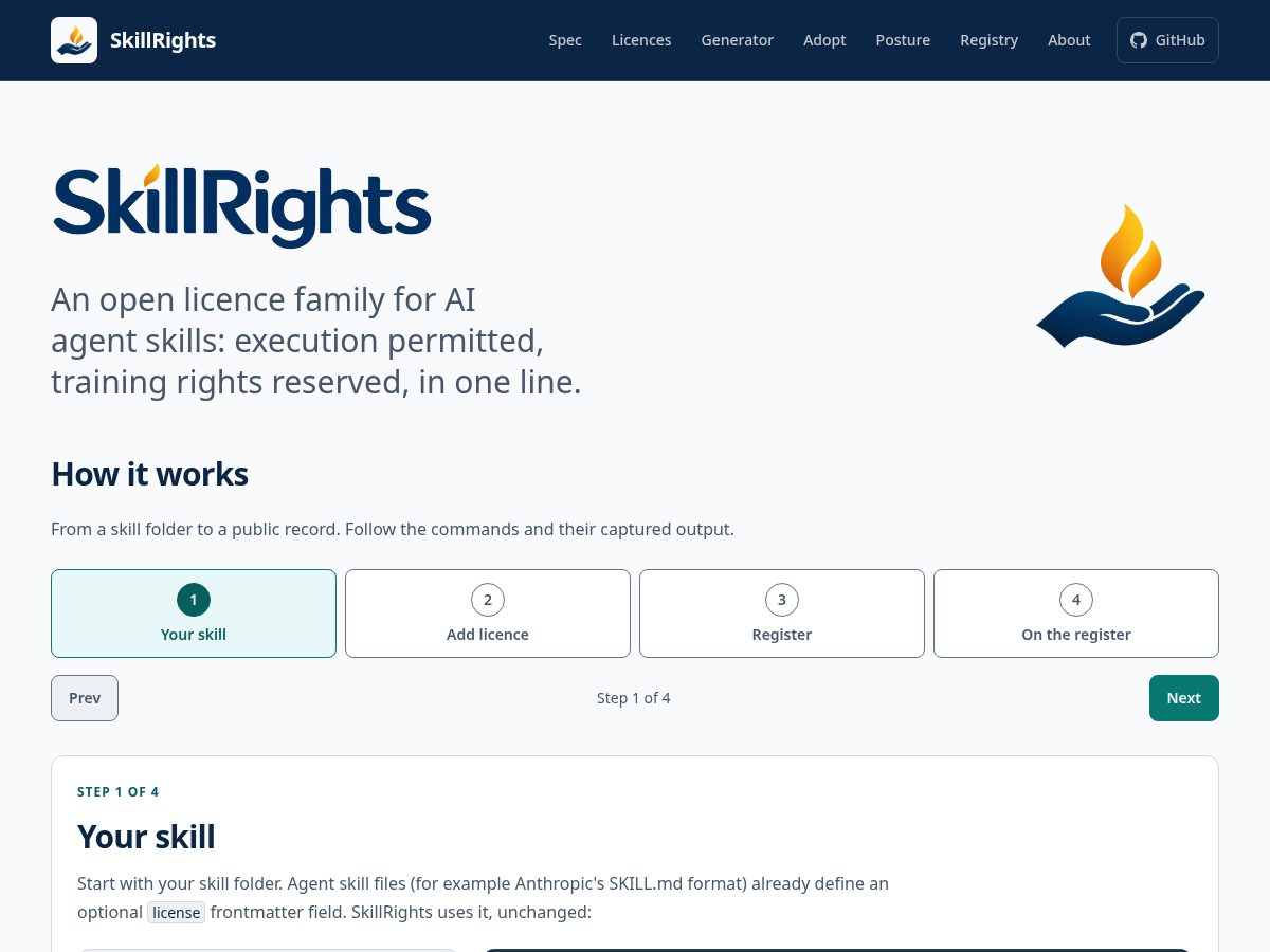 Landing-page snapshot of skillrights.org
