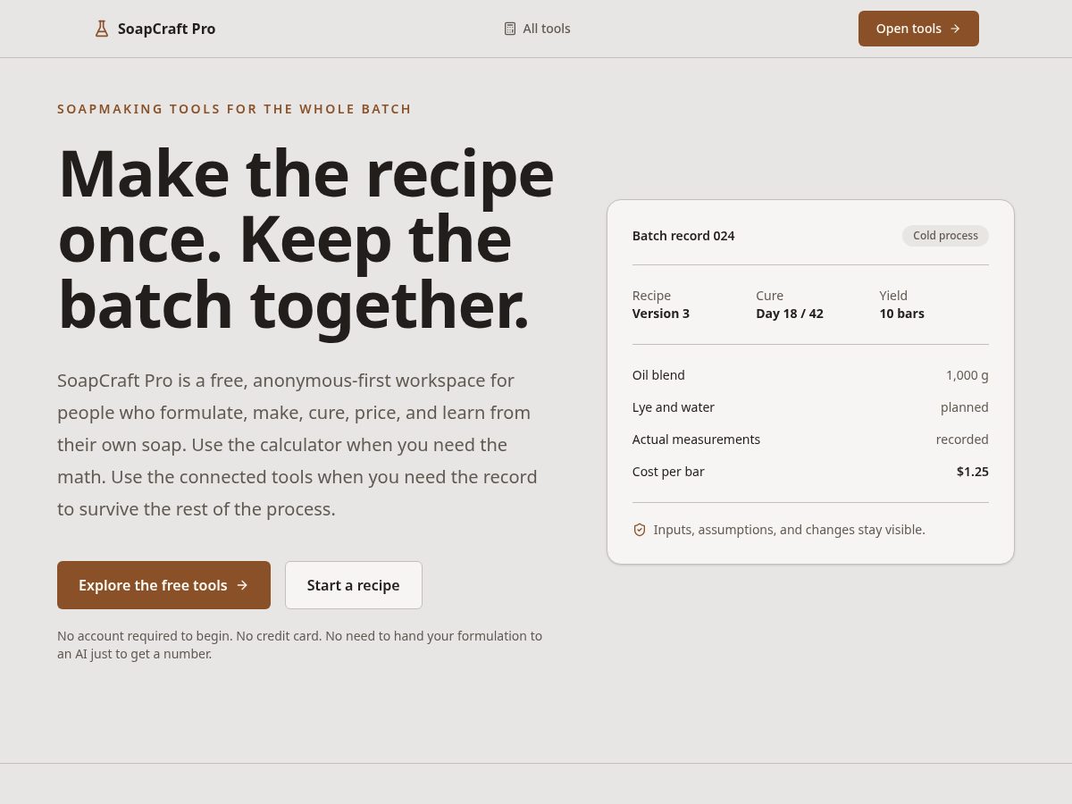 Landing-page snapshot of soapcraftpro.com