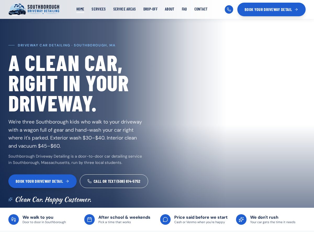 Landing-page snapshot of sobodetailing.com