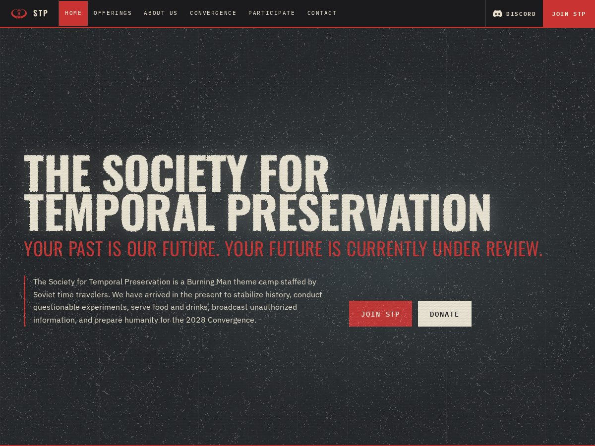 Landing-page snapshot of societyfortemporalpreservation.com