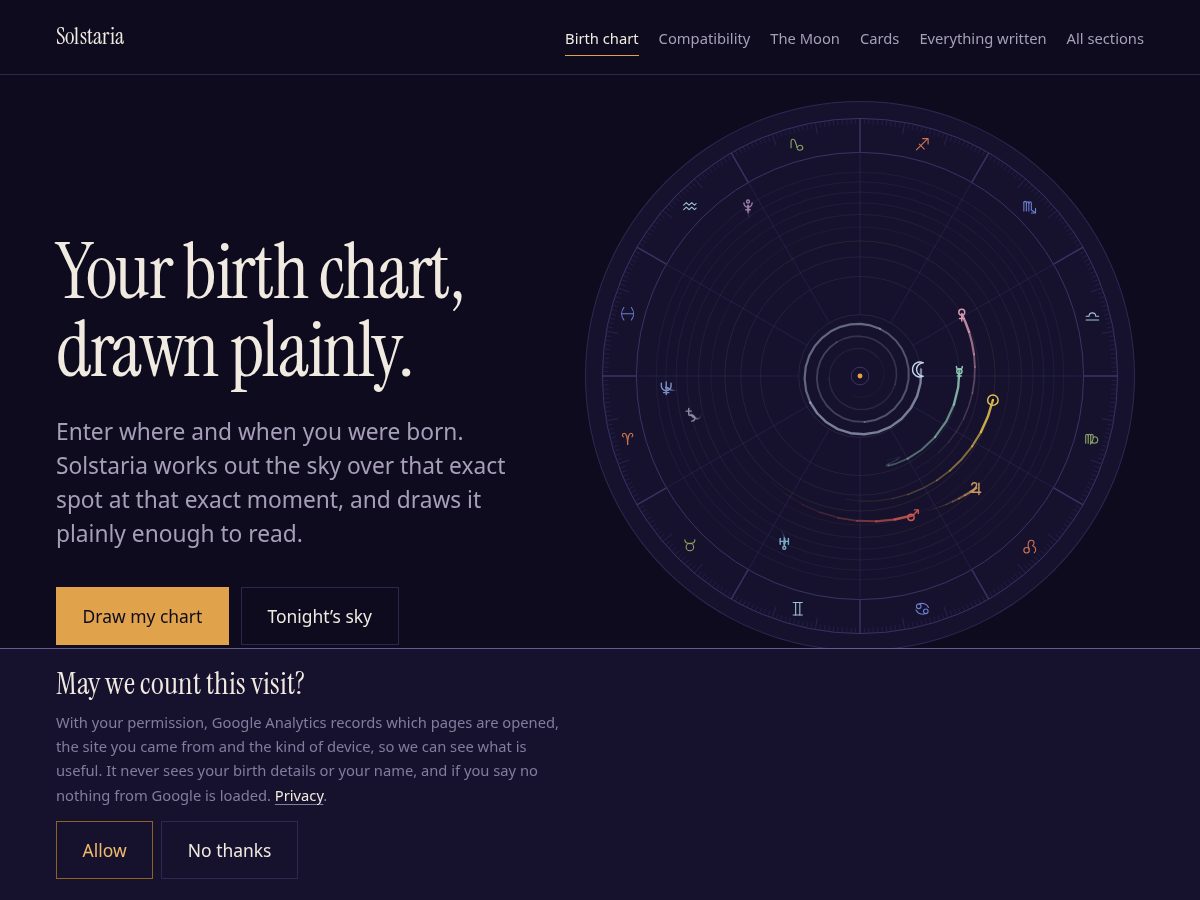 Landing-page snapshot of solstaria.com
