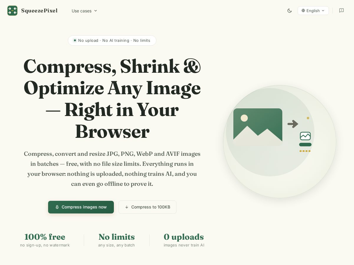 Landing-page snapshot of squeezepixel.com