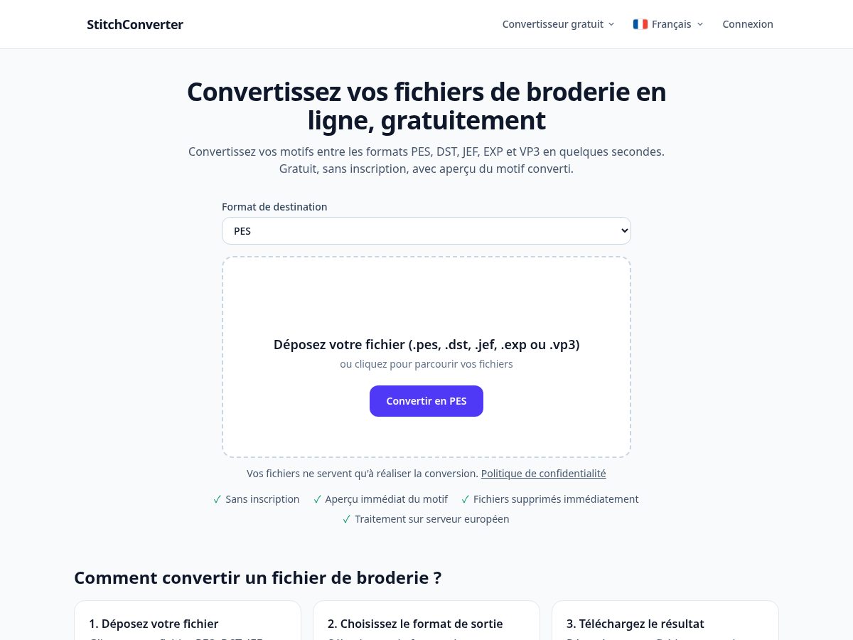 Landing-page snapshot of stitchconverter.com