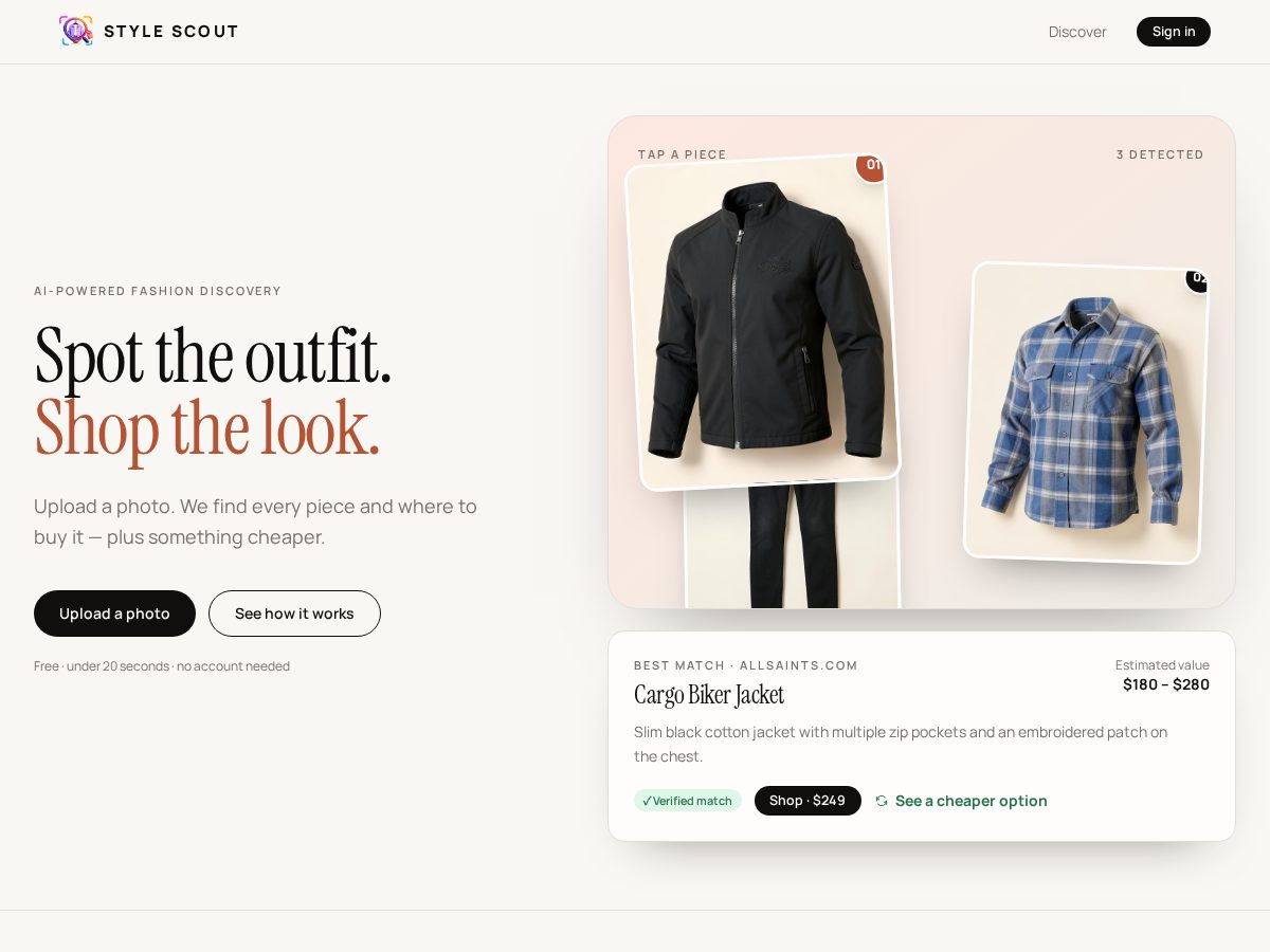 Landing-page snapshot of stylescout.life