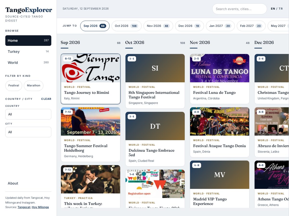 Landing-page snapshot of tangoexplorer.com