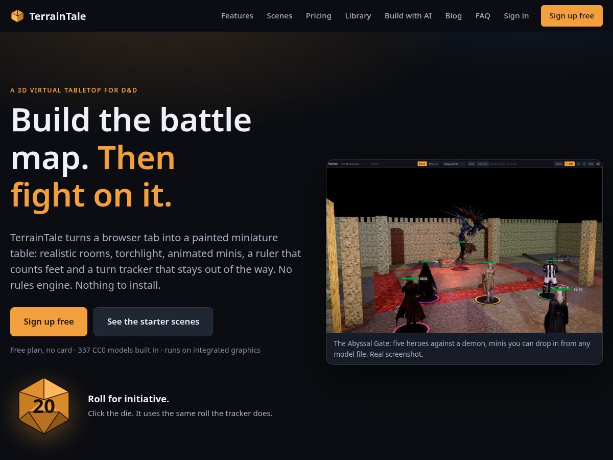 Landing-page snapshot of terraintale.com