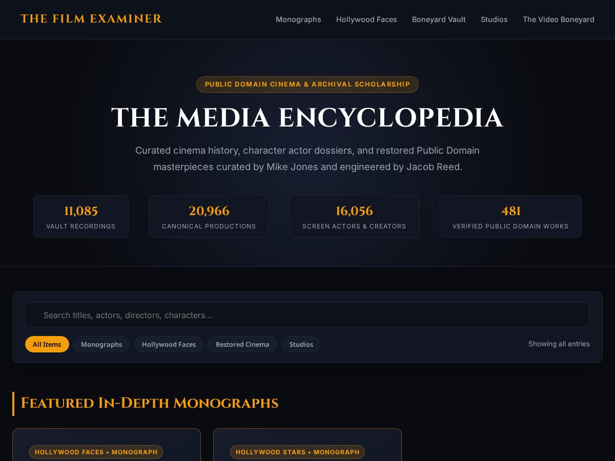 Landing-page snapshot of thefilmexaminer.com