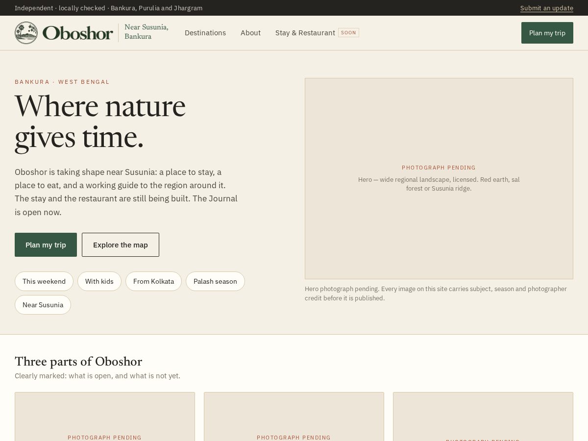 Landing-page snapshot of theoboshor.com