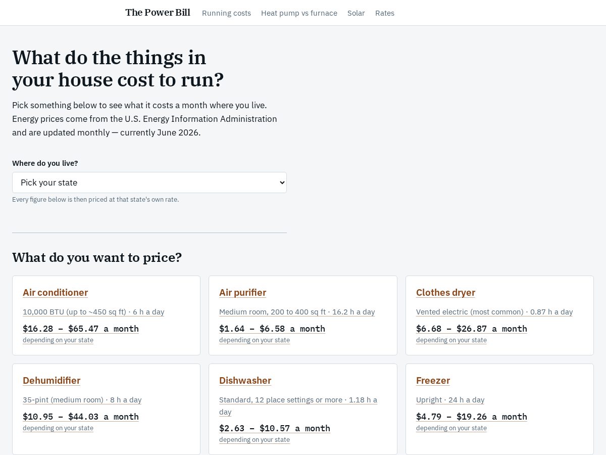 Landing-page snapshot of thepowerbill.com