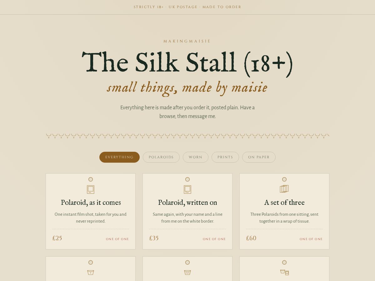 Landing-page snapshot of thesilkstall.com