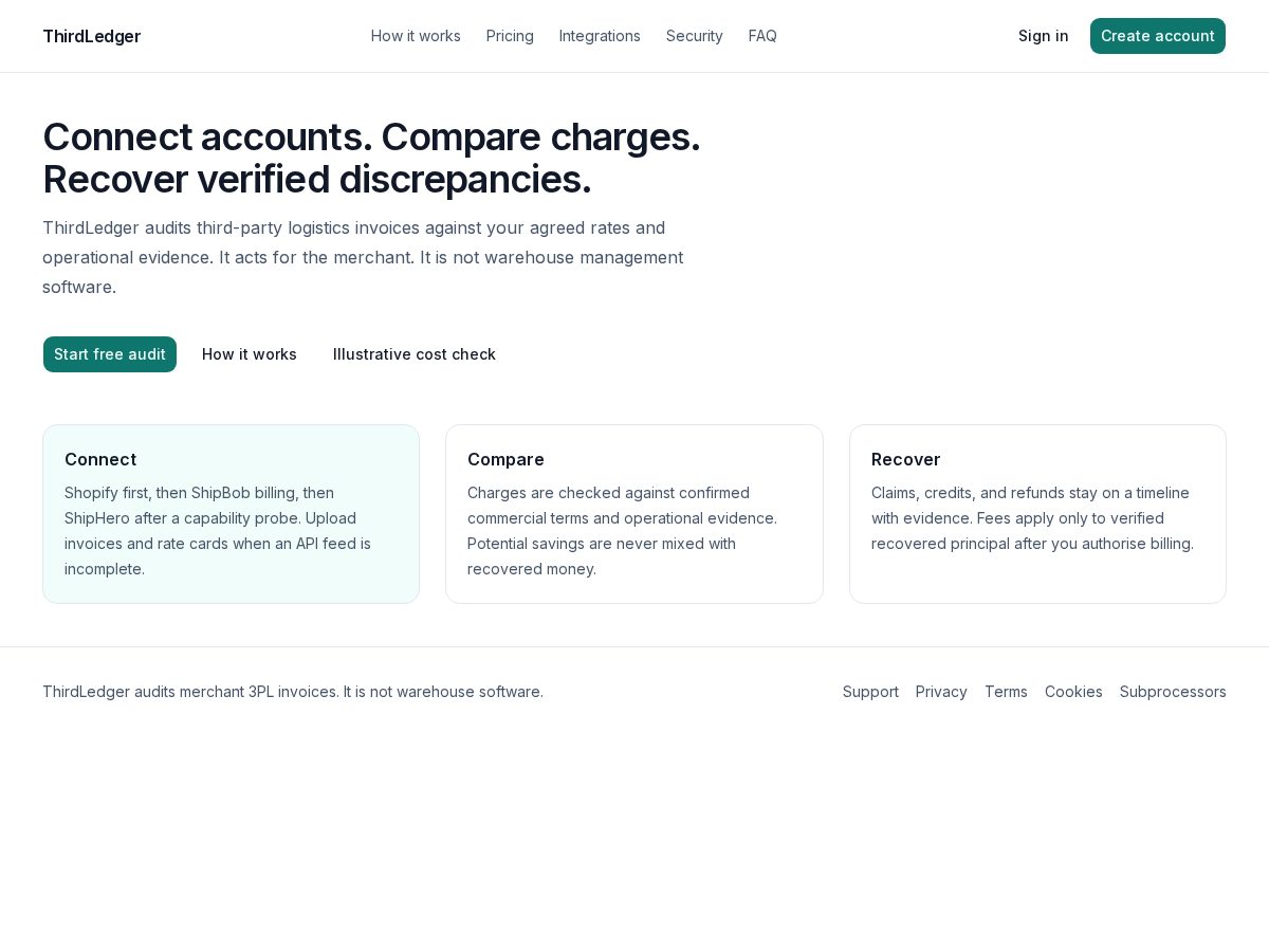 Landing-page snapshot of thirdledger.com