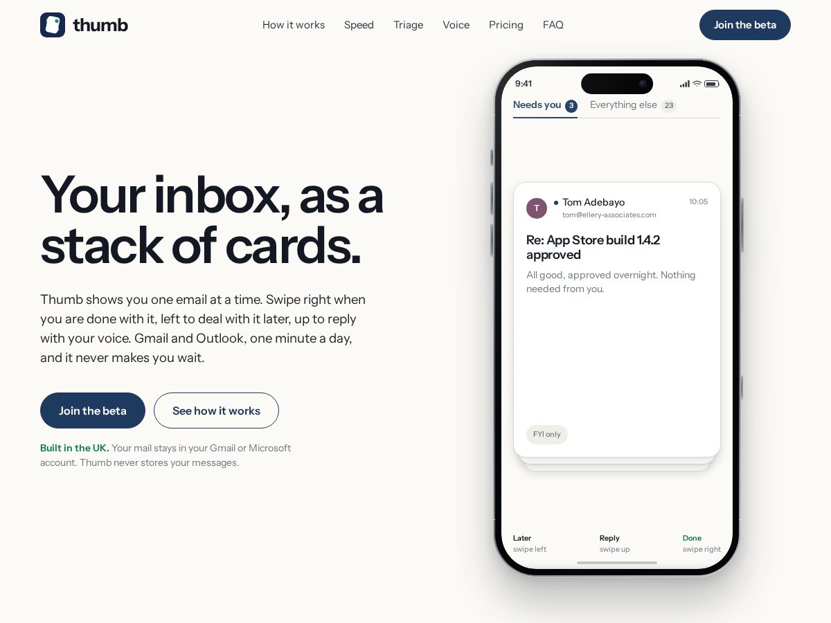 Landing-page snapshot of thumbmail.app