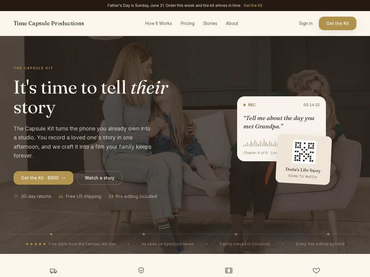 Landing-page snapshot of timecapsulekit.com