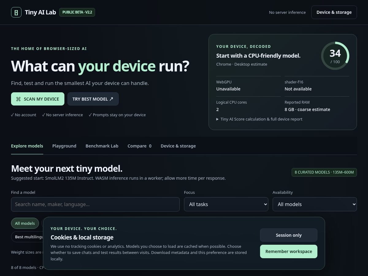 Landing-page snapshot of tinyailab.xyz