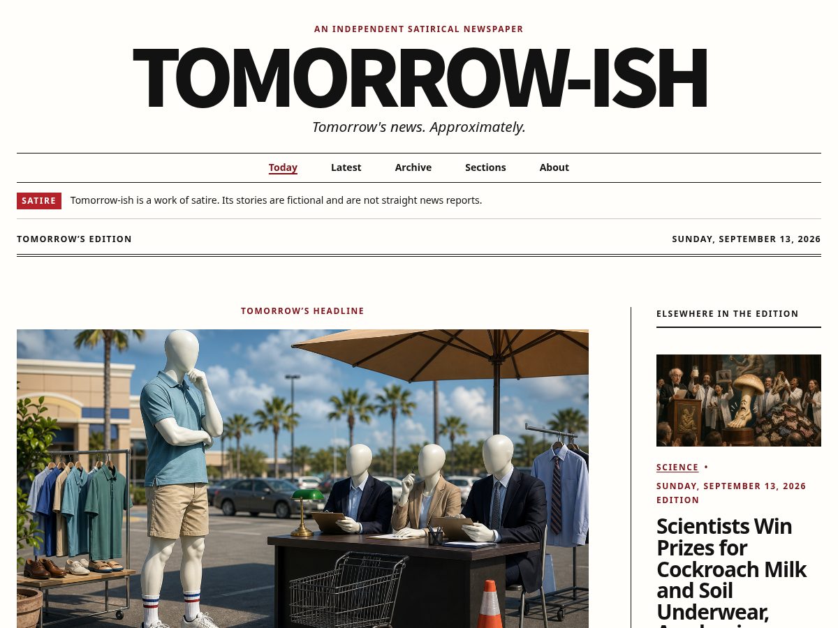 Landing-page snapshot of tomorrow-ish.news
