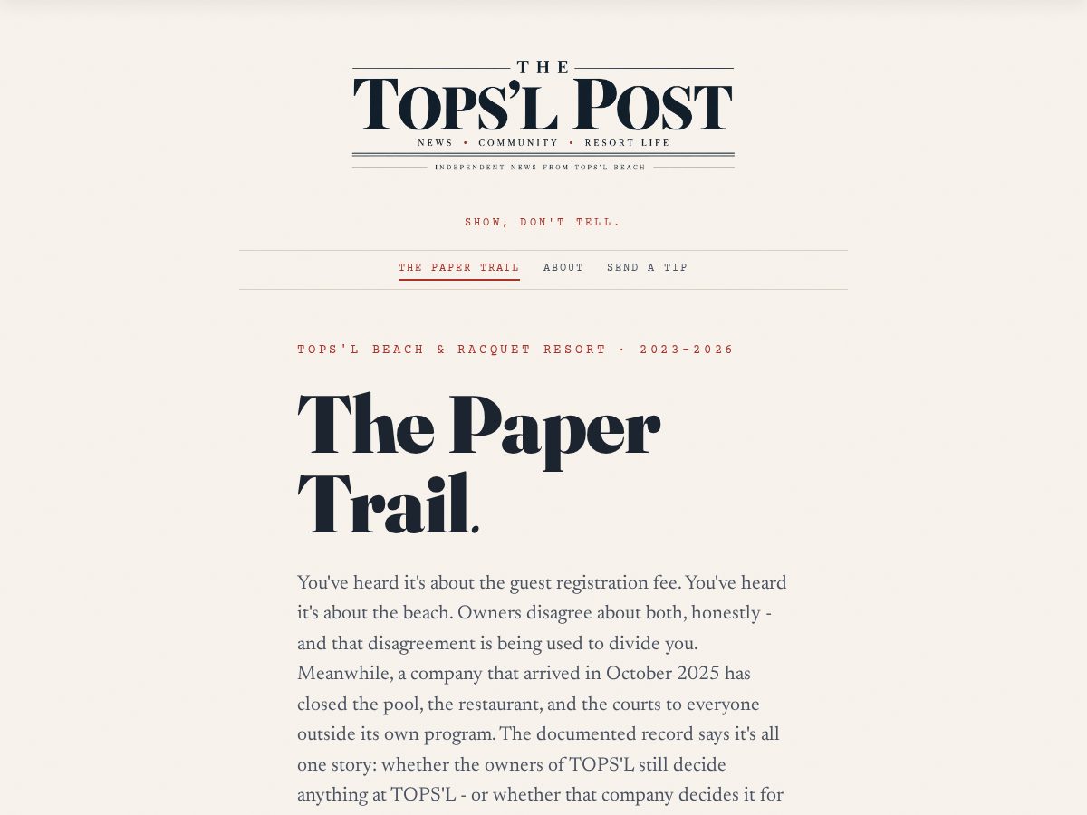 Landing-page snapshot of topslpost.com