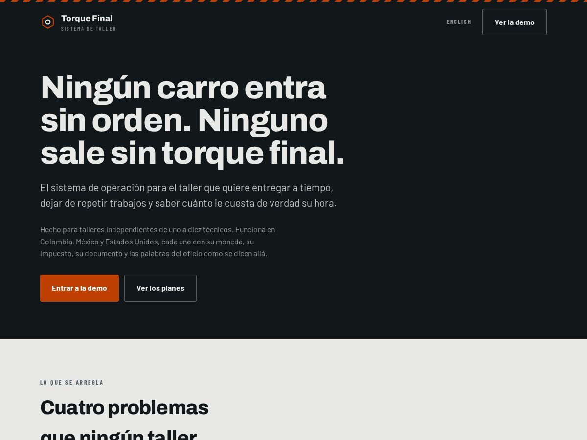 Landing-page snapshot of torquefinal.com