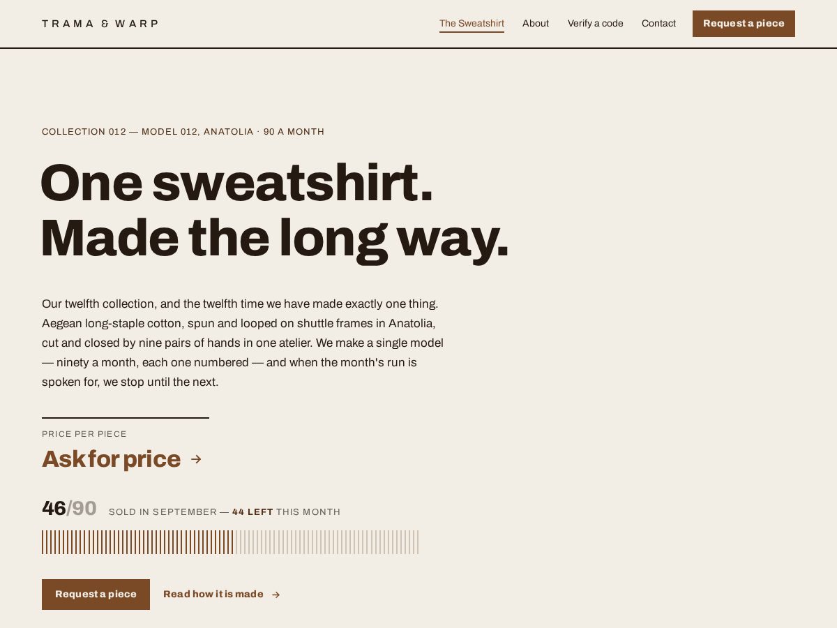 Landing-page snapshot of tramawarp.com